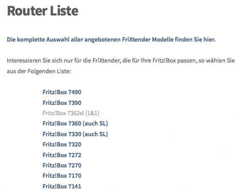 FriXtender Router Liste externe FRITZ!Box Antennen