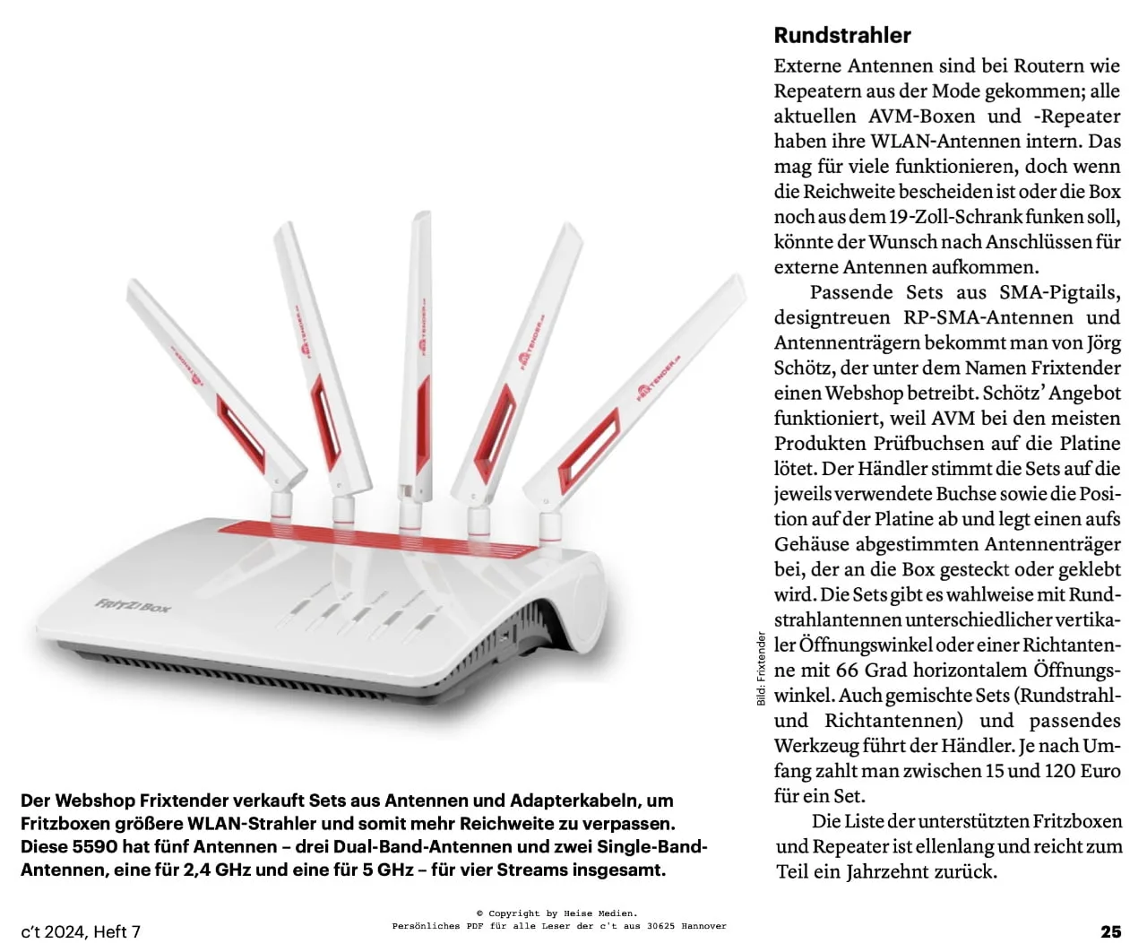 Neuer Beitrag zu FriXtender in der aktuellen c't (Heft 7 2024)